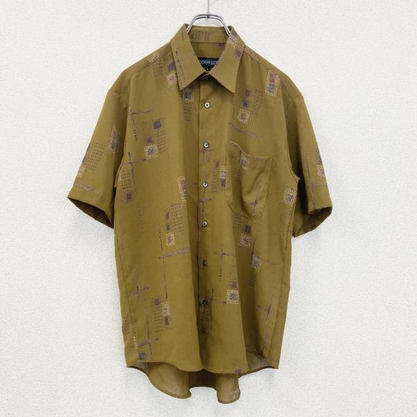 古着 used　CONNECT コネクト　半袖総柄シャツ　ペイズリー　イエロー　黄金色　レトロデザイ...