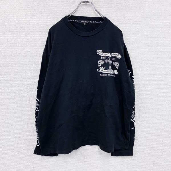 Time Step　長袖Tシャツ/ロンT　Y2K　ドクロ　ロザリオ　両面プリント　黒　ブラック　3L...