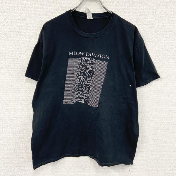 MEOW DIVISION　半袖プリントTシャツ　パロディT　JOY DIVISION　黒　ブラック...