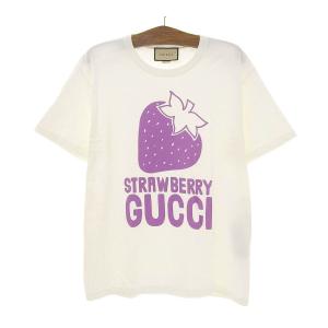 グッチ STRAWBERRY ロゴ Tシャツ 548334 メンズ ホワイト GUCCI 中古 【アパレル・小物】｜turuya783
