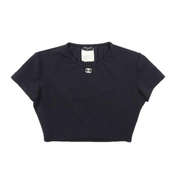 シャネル ココマーク クロップド Tシャツ レディース ブラック CHANEL 中古 【アパレル・小...