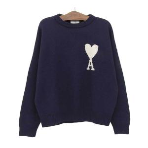 ami AMI DE COEUR クルーネック セーター H19K009.018 メンズ ネイビー（濃紺） 中古 【アパレル・小物】｜turuya783