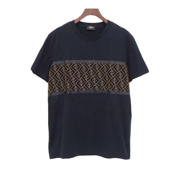 フェンディ ズッカ柄 メッシュ Tシャツ FAF532 AD3C メンズ ブラック FENDI 中古...