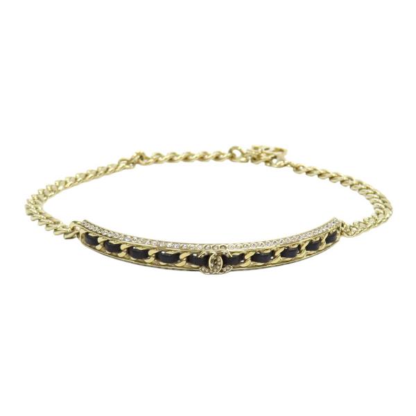 シャネル ココマーク レザー ラインストーン チョーカー GP ユニセックス CHANEL 中古 【...