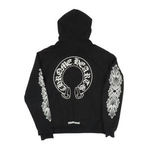 クロムハーツ 袖フローラル ホースシュー パーカー メンズ ブラック CHROME HEARTS 中古 【アパレル・小物】