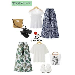 レディース 大人ワイドパンツ ガウチョパンツ ...の詳細画像4