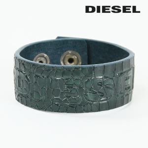 ディーゼル DIESEL レザーブレスレット レディース 牛革 本革 エンボス加工ロゴ クロコ調 A-CRICO｜tutto-tutto