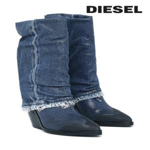 ディーゼル DIESEL ブーツ ブーティー 靴 レディース ウエスタン調 コーティング加工デニム ウェッジソール D-WEST MB