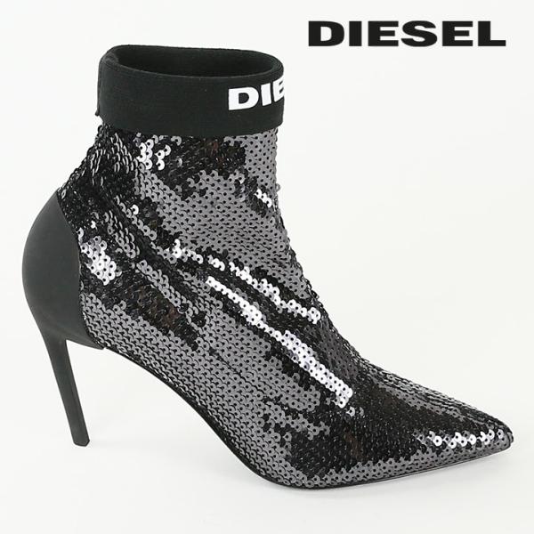 ディーゼル DIESEL ソックスショートブーツ ブーティ 靴 レディース 総スパンコール装飾 ピン...