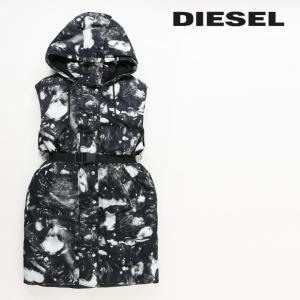 ディーゼル DIESEL ノースリーブ中綿コートジャケット レディース 総柄 ベルト付き フード ベスト W-LALLA-SL｜買っCiao!トゥット トゥット