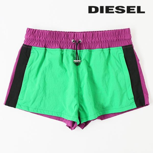 ディーゼル DIESEL ショートパンツ レディース ウエストゴム ドロスト カラーブロック切替 薄...