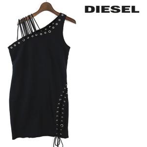 ディーゼル DIESEL ワンピース レディース レースアップ 編み上げ パンチング ワンショルダー 膝上丈 D-NADIR-A