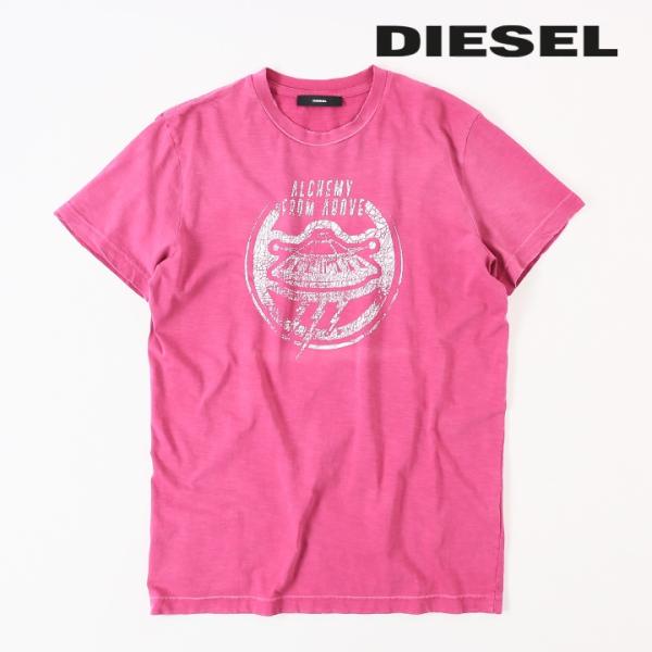 ディーゼル DIESEL 半袖Tシャツ カットソー メンズ ヴィンテージ加工 スラブコットン プリン...