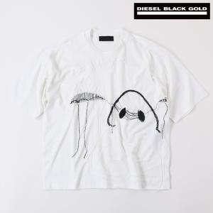 ディーゼルブラックゴールド DIESEL BLACK GOLD 半袖Tシャツ カットソー レディース サイドスリット 刺繍デザイン TELIX｜tutto-tutto