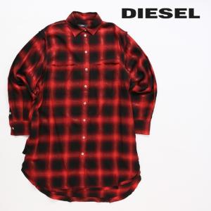 ディーゼル DIESEL 長袖シャツワンピース レディース ラメ糸混 チェック柄 D-SUNNY-A｜tutto-tutto