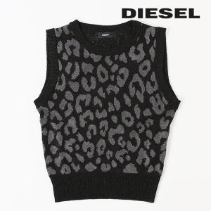 ディーゼル DIESEL ジャガードニットセーター レディース レオパード柄 ラメ糸混 薄手 透け感 ノースリーブ M-TWINS｜tutto-tutto