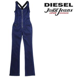 ディーゼル DIESEL デニムサロペット  レディース フロントジップ ストレッチ スウェットデニム ジョグジーンズ D-JISIL-SP-NE｜tutto-tutto