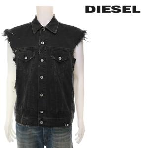 ディーゼル DIESEL デニムベスト メンズ ヴィンテージダメージペイント