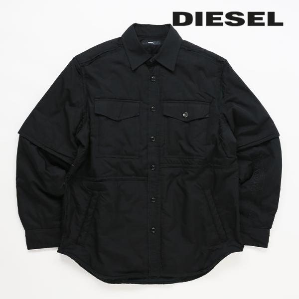 ディーゼル DIESEL 中綿入りシャツジャケット メンズ バックプリント 切りっぱなし加工 J-C...