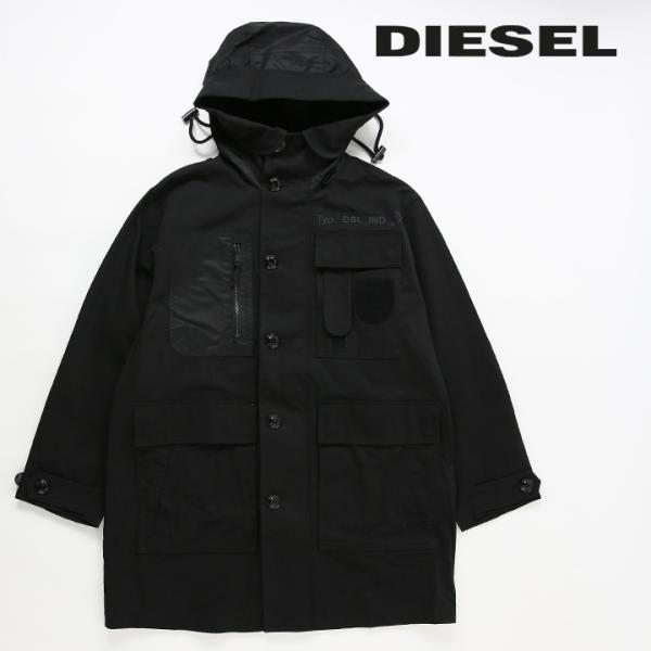 ディーゼル DIESEL ジャケットコート メンズ ナイロン切替 薄手 オーバーサイズ フーデッド ...