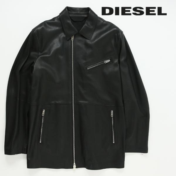 ディーゼル DIESEL レザージャケット メンズ 羊革 本革 フロントジップ ミディアム丈 L-A...