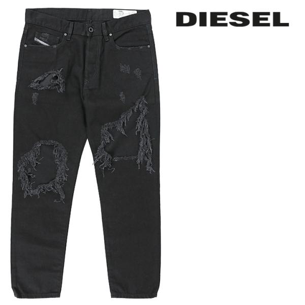 ディーゼル DIESEL ジーンズ デニム パンツ メンズ デストロイクラッシュダメージ加工 ブラッ...