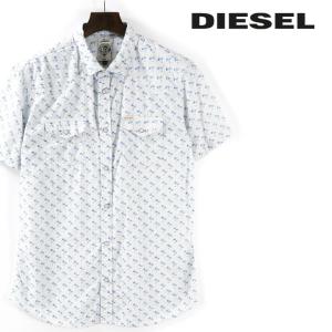 ディーゼル DIESEL 半袖シャツ メンズ 麻混 総柄 薄手 SULPHER-SHORT