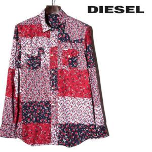 ディーゼル DIESEL 長袖シャツ メンズ 総柄 小花柄 配色 スナップボタン S-POR