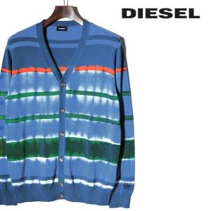 ディーゼル DIESEL コットンニットカーディガン メンズ ボーダー柄 Vネック 長袖 ハイゲージ K-ADDY