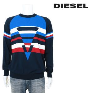 ディーゼル DIESEL コットンニットセーター メンズ バックロゴ 配色ボーダー 長袖 薄手 プルオーバー K-SHUFF｜tutto-tutto