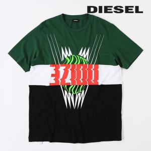 ディーゼル DIESEL 半袖Tシャツ カットソー メンズ プリント カラー切替 クルーネック コットン T-JUST-A11｜tutto-tutto