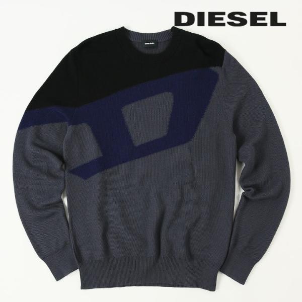 ディーゼル DIESEL コットンニットセーター メンズ ビッグロゴデザイン 長袖 プルオーバー K...