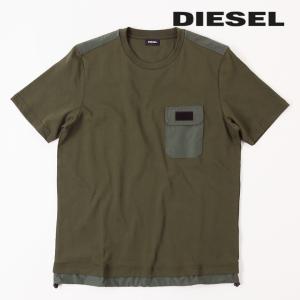 ディーゼル DIESEL 半袖Tシャツ カットソー メンズ 胸ポケット 裾ドロスト コットン 切替 T-ARMI｜tutto-tutto