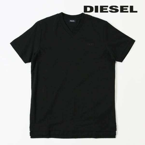 ディーゼル DIESEL 半袖Tシャツ カットソー メンズ ワンポイントラバーロゴ Vネック コット...