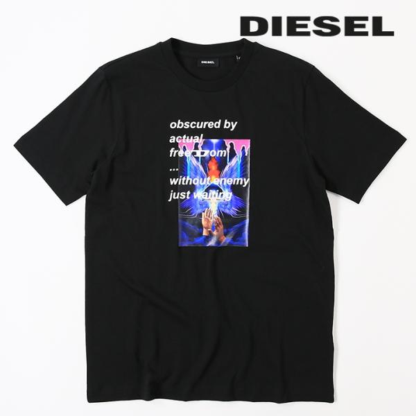 ディーゼル DIESEL 半袖Tシャツ カットソー メンズ ラバーロゴ グラフィックプリント クルー...