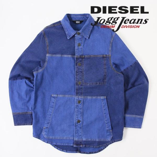 ディーゼル DIESEL 長袖シャツジャケット メンズ 切替 ストレッチ スウェットデニム ジョグジ...