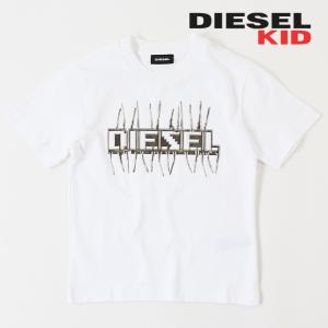 ディーゼルキッズ DIESEL KID 半袖Tシャツ カットソー ジュニア ボーイ メタリックエンボスロゴ 子ども服 男の子 コットン TJUSTJ11 OVER｜tutto-tutto