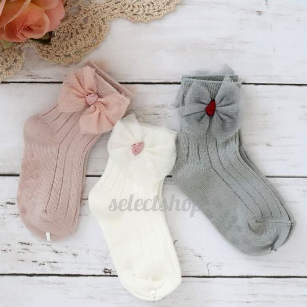SS-112 子供用ショートソックス ●チュールリボン リブ 女の子 ガールズ 子ども用 ベビー ソ...