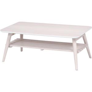 折りたたみテーブル ローテーブル 約幅90cm 長方形 ホワイト 木製 収納棚付き 折れ脚テーブル