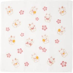 丸全 晒8重ガーゼハンカチ 招き猫 28×28cm