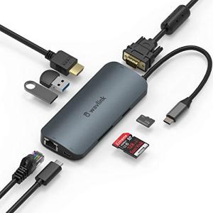 WAVLINK USB-C 8-IN-1変換アダプタ 3.0 ウルトラスリム ハブ 旅行用ポータブルUSB-C ミニドッキング アルミ ニウム製 4 K