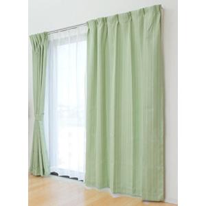 カーテン 4枚セット  洗える 遮光 ミラー加工 風通織 フロル グリーン 幅100×丈200cm 4枚組 #9810825