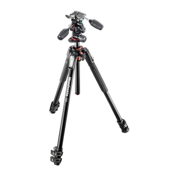 カメラ用三脚 アルミ 3段 + カメラ三脚 Manfrotto プロ三脚 190シリーズ 3Way雲...