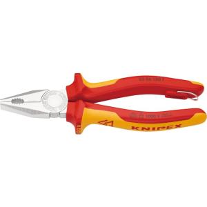 絶縁ペンチ クニペックス (KNIPEX) ペンチ KNIPEX 0306-180TBK 1000Ｖ 落下防止 (BK) 0306-180T｜tvilbidvirk3