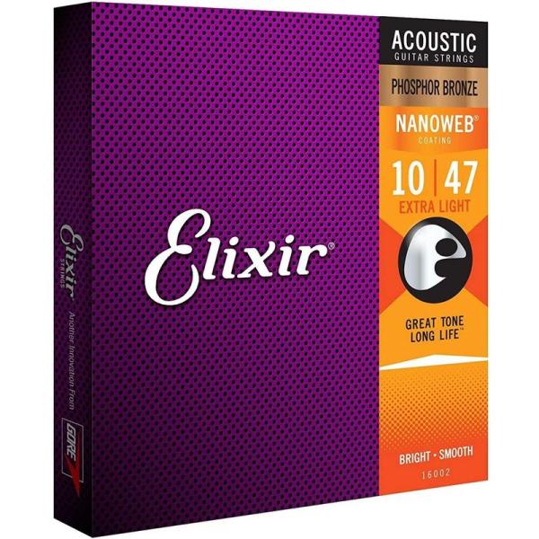 アコースティックギター弦 Elixir NANOWEB フォスファーブロンズ Extra Light...