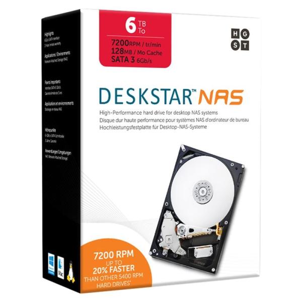 内蔵ハードディスクドライブHDD HGST Deskstar NAS 6TB パッケージ版 3.5イ...