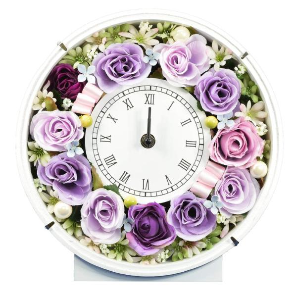 花時計 アーティフィシャルフラワー パープル 古希 喜寿 誕生日 開店祝い 開院祝い