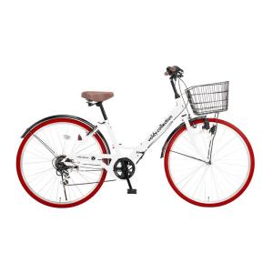 シティー・ファミリーサイクル ホワイトｘレッド ボルディ・コレクション(voldy.collection) 自転車 26インチ折りたたみシティサイクル VFC-001｜tvilbidvirk3