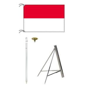 国旗 TOSPA インドネシア スタンドセット 90×135cm国旗 3ｍポール 金色扁平玉 新型フロアスタンドのセット 世界の国旗シリーズ｜tvilbidvirk3