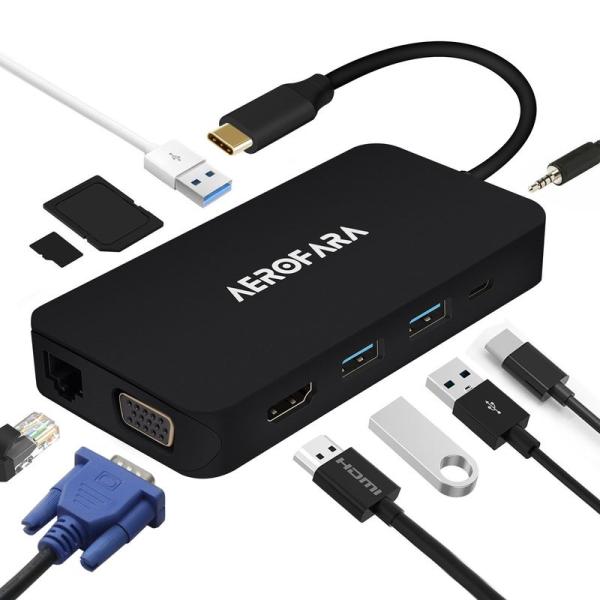 USB C ハブ usb 変換アダプター HDMIとVGA同時表示 type c hub USB C...